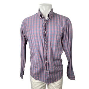 Faherty Men's Purple Plaid Gingham Check Long Sleeve Button Down Shirt Top L